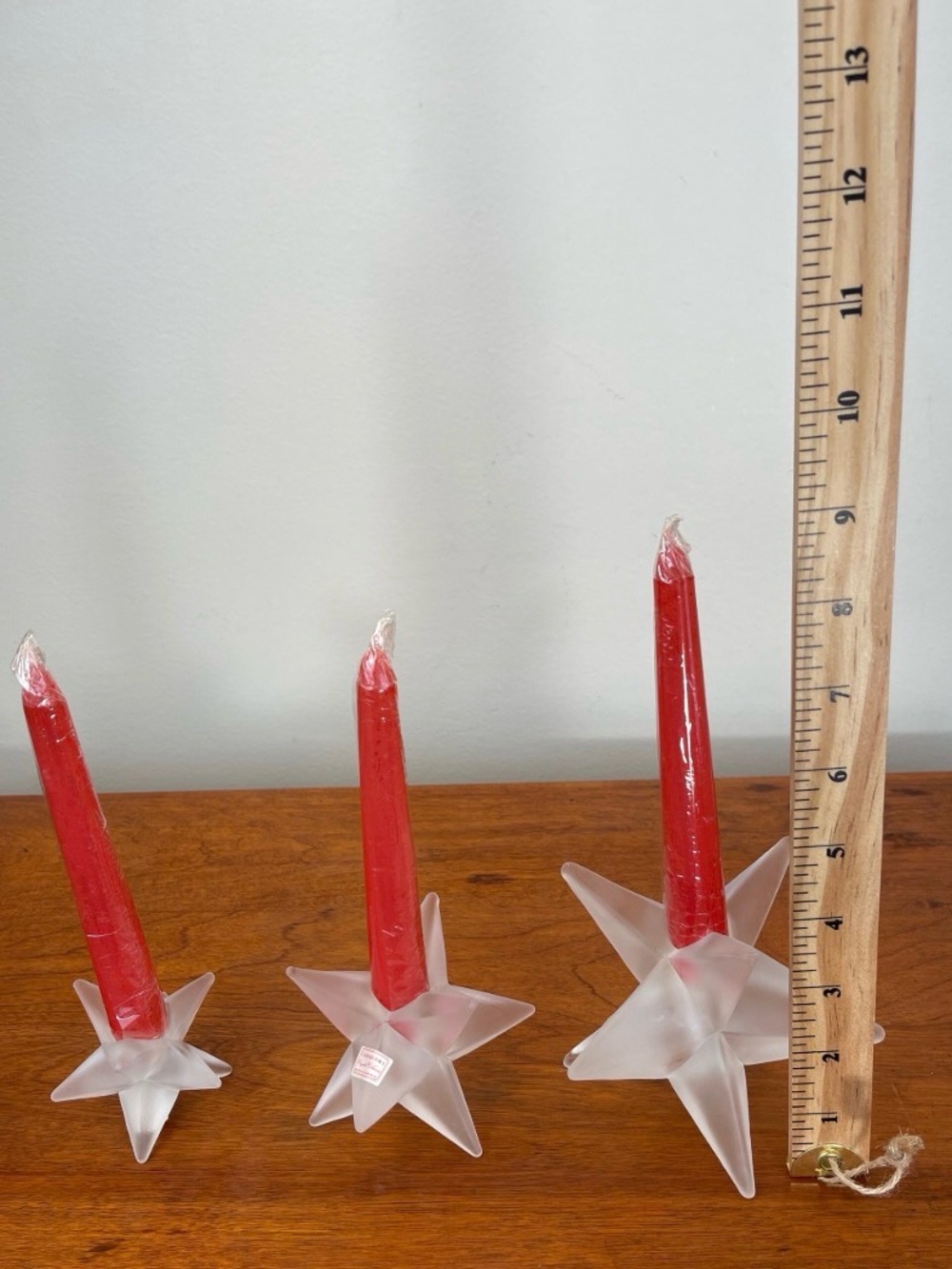 Vintage Star Candleholders | Frosted Clear Glass Christmas Decor - Picture 5 of 10